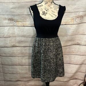 Rebecca Taylor Dress Tweed & Ruffle Sleeveless Pockets Elastic Waist Size 4